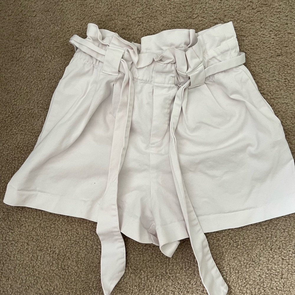 White Zara Paper Bag Shorts